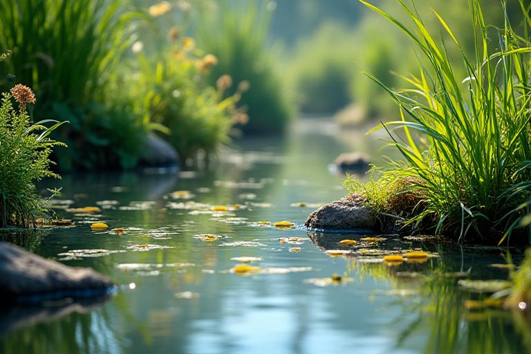 Estanque ecológico con plantas nativas