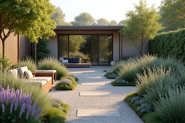 Jardín sensorial con plantas aromáticas